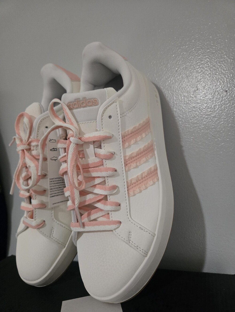 Adidas Grand Court 3.0 J White & Light Pink Women's Sneakers